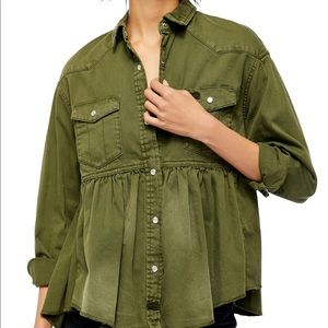 FREE PEOPLE Dylon Pleated Denim Shirt